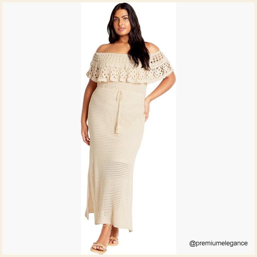Plus Size Crochet Midi Dress Formal Wedding Mermaid Pull On